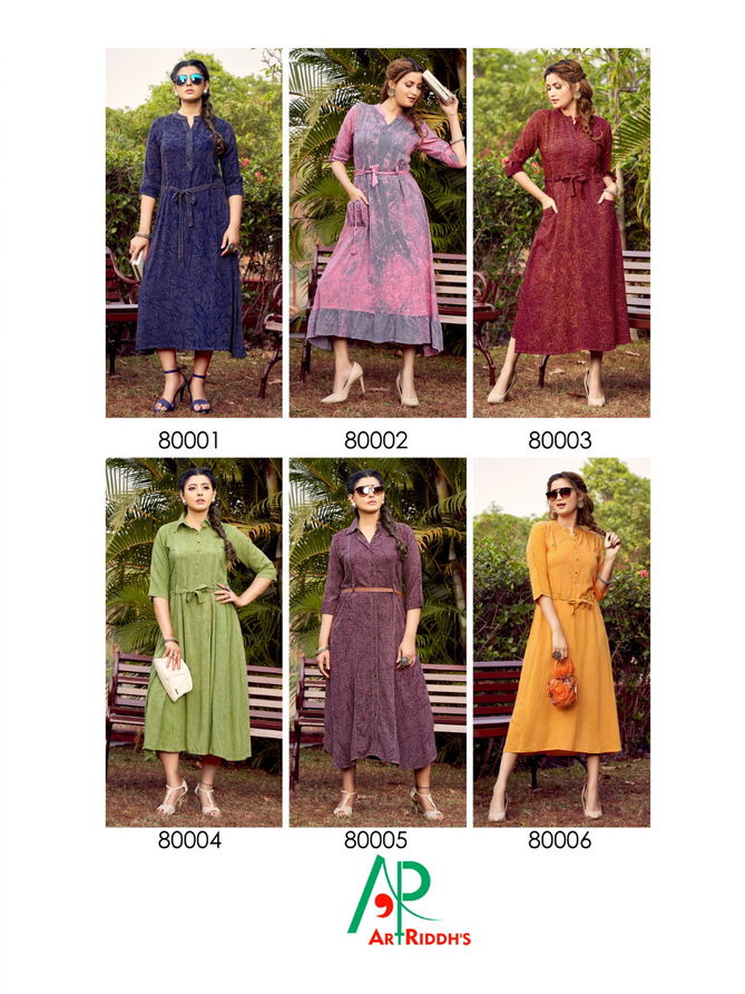 Art Riddhs Chaitanya Maxi Party Wear Style Rayon Kurti Collection
